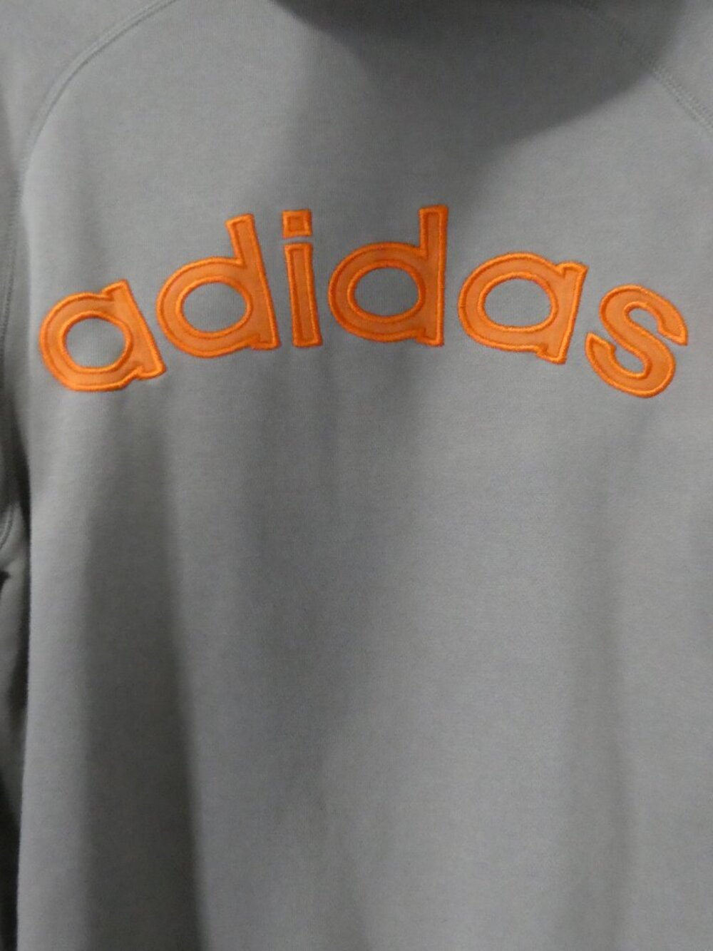 Vintage Y2K ADIDAS Pullover Hoodie Orange 3-Stripes Back Adidas Print - Large - Picture 6 of 16